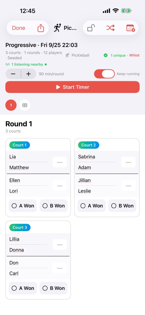 King's Court: winners move up, losers move down